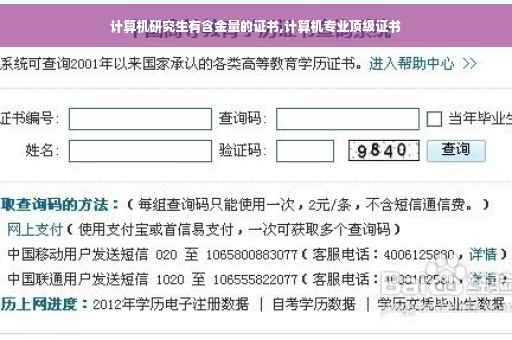 计算机研究生有含金量的证书,计算机专业顶级证书