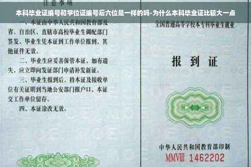 本科毕业证编号和学位证编号后六位是一样的吗-为什么本科毕业证比较大一点