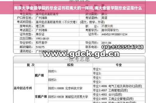南京大学金陵学院的毕业证书和南大的一样吗,南大金陵学院毕业证是什么