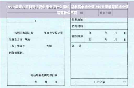 1999年湖北监利新沟高中毕业证什么样的,湖北高中毕业证上的省学编号和毕业证号有什么不同
