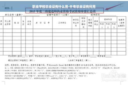 职业学校毕业证有什么用-中专毕业证有何用