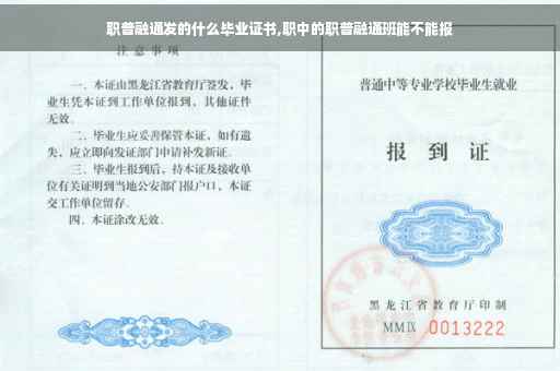 职普融通发的什么毕业证书,职中的职普融通班能不能报