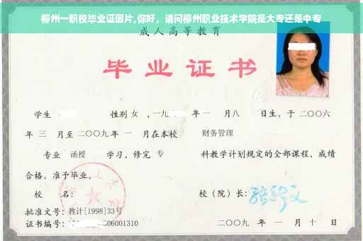 柳州一职校毕业证图片,你好，请问柳州职业技术学院是大专还是中专