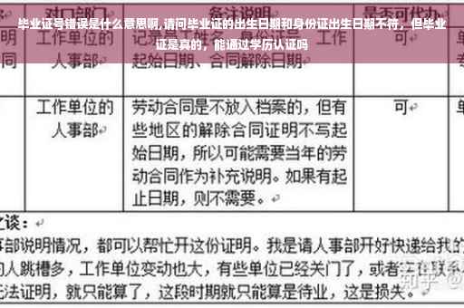 毕业证号错误是什么意思啊,请问毕业证的出生日期和身份证出生日期不符，但毕业证是真的，能通过学历认证吗