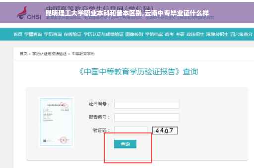 昆明理工大学职业本科和普本区别,云南中专毕业证什么样