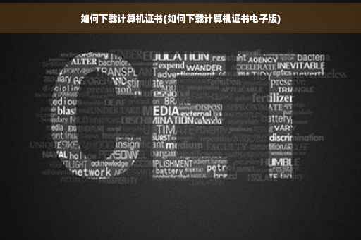 如何下载计算机证书(如何下载计算机证书电子版)