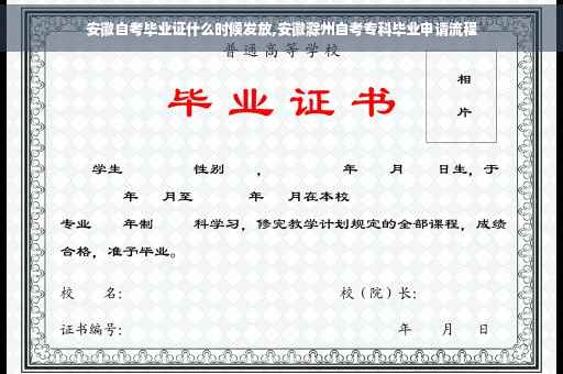 安徽自考毕业证什么时候发放,安徽滁州自考专科毕业申请流程