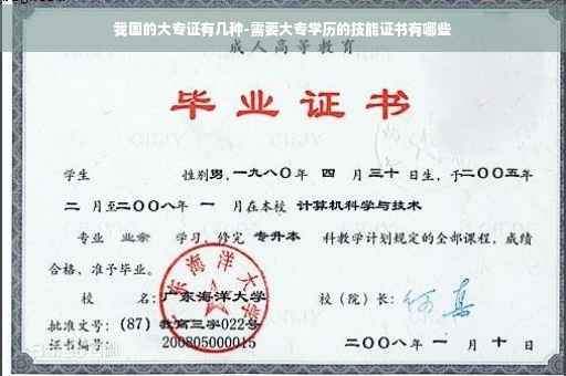 我国的大专证有几种-需要大专学历的技能证书有哪些