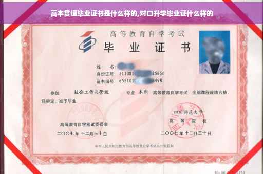 高本贯通毕业证书是什么样的,对口升学毕业证什么样的