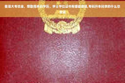 我是大专毕业，想取得本科学历、学士学位证书有哪些途径,专科升本科拿的什么毕业证