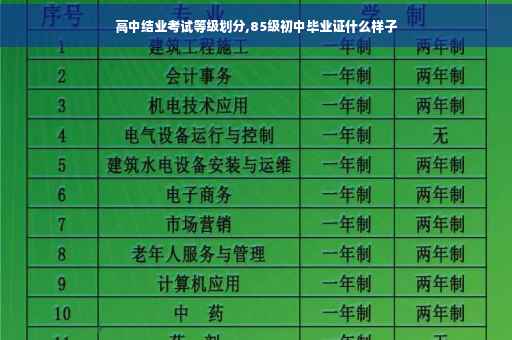 高中结业考试等级划分,85级初中毕业证什么样子