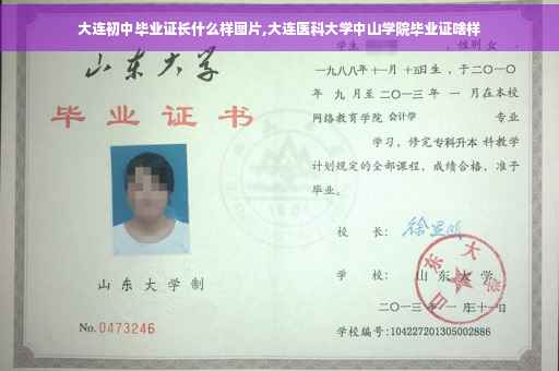 大连初中毕业证长什么样图片,大连医科大学中山学院毕业证啥样