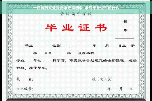 一职高的文凭是高中还是初中-中专毕业证写的什么