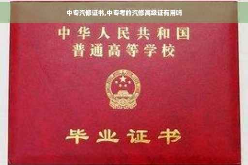 中专汽修证书,中专考的汽修高级证有用吗