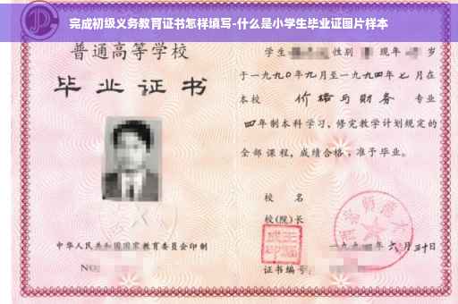 完成初级义务教育证书怎样填写-什么是小学生毕业证图片样本