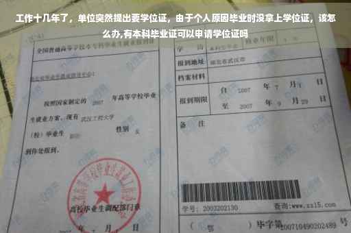 工作十几年了，单位突然提出要学位证，由于个人原因毕业时没拿上学位证，该怎么办,有本科毕业证可以申请学位证吗