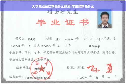 大学毕业证红本是什么意思,学生绿本是什么
