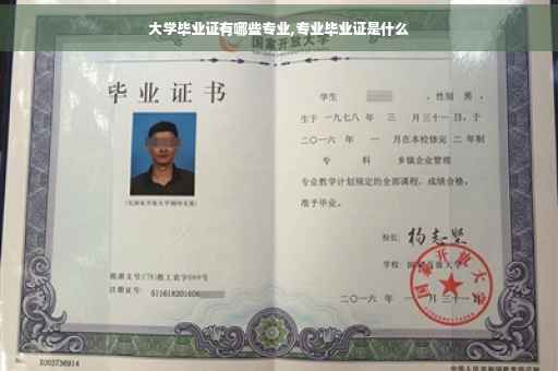 大学毕业证有哪些专业,专业毕业证是什么