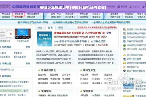 安徽计算机差证书(安徽计算机证书查询)
