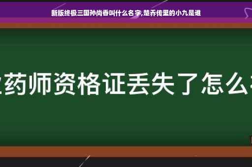 新版终极三国孙尚香叫什么名字,楚乔传里的小九是谁