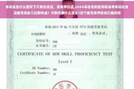 本科生在什么情况下只有毕业证，没有学位证,2000年左右的统招和自考本科毕业证编号是由几位数构成？分别代表什么含义?这个编号是学校自已编的吗
