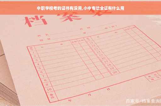 中职学校考的证书有没用,小中专毕业证有什么用