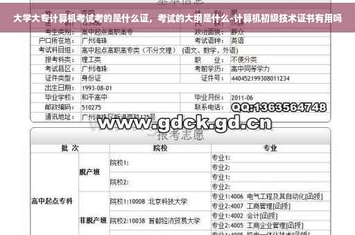 大学大专计算机考试考的是什么证，考试的大纲是什么-计算机初级技术证书有用吗