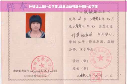 行驶证上是什么字体,毕业证证书编号用什么字体
