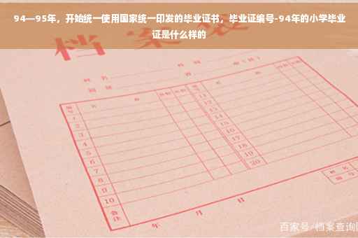 94—95年，开始统一使用国家统一印发的毕业证书，毕业证编号-94年的小学毕业证是什么样的