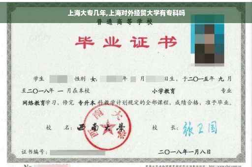 上海大专几年,上海对外经贸大学有专科吗