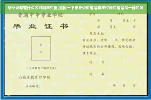 毕业证都有什么区别啊学生用,请问一下毕业证的编号和学位证的编号是一样的吗