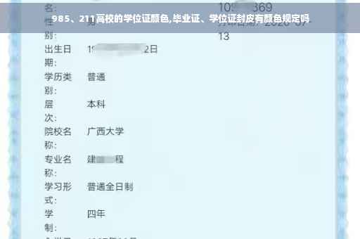 985、211高校的学位证颜色,毕业证、学位证封皮有颜色规定吗