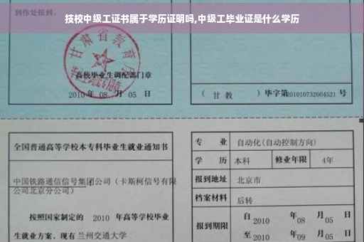 技校中级工证书属于学历证明吗,中级工毕业证是什么学历