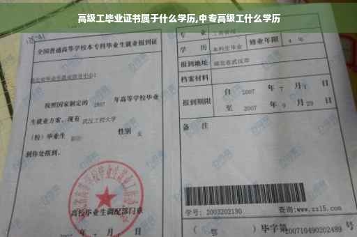 高级工毕业证书属于什么学历,中专高级工什么学历