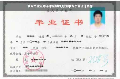 中专毕业证本子咋是绿的,职业中专毕业证什么样