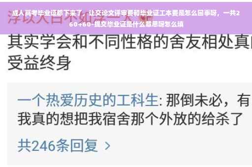 成人高考毕业证都下来了，让交论文评审费和毕业证工本费是怎么回事呀，一共260+60-提交毕业证是什么意思呀怎么填