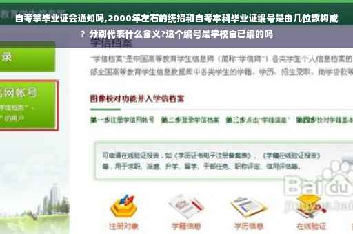 自考拿毕业证会通知吗,2000年左右的统招和自考本科毕业证编号是由几位数构成？分别代表什么含义?这个编号是学校自已编的吗