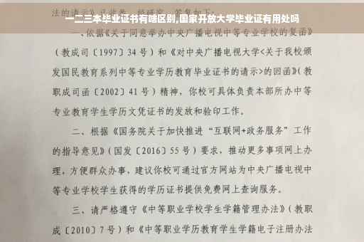 一二三本毕业证书有啥区别,国家开放大学毕业证有用处吗