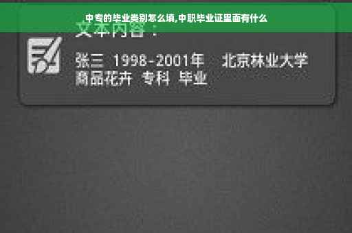 中专的毕业类别怎么填,中职毕业证里面有什么