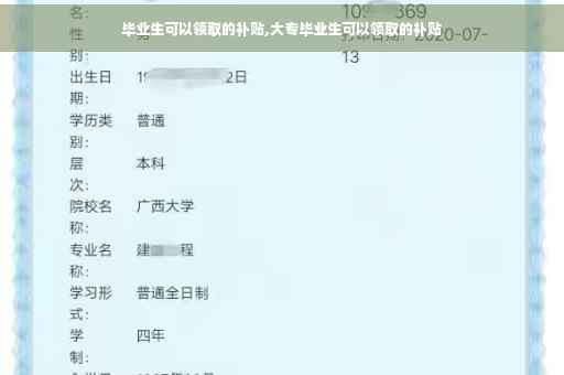 毕业生可以领取的补贴,大专毕业生可以领取的补贴