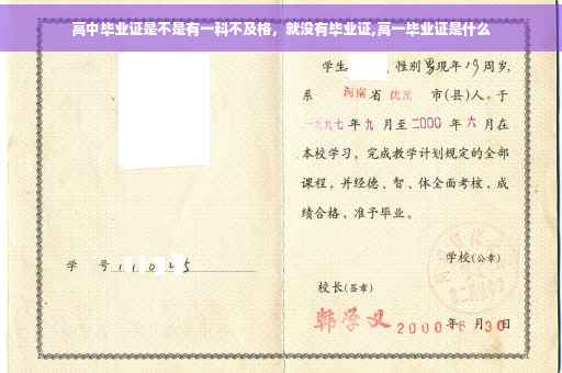 高中毕业证是不是有一科不及格，就没有毕业证,高一毕业证是什么