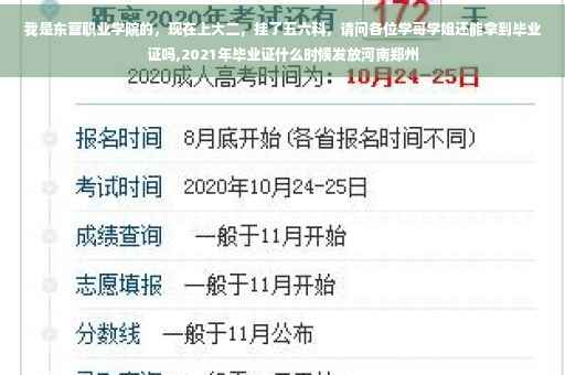 我是东营职业学院的，现在上大二，挂了五六科，请问各位学哥学姐还能拿到毕业证吗,2021年毕业证什么时候发放河南郑州