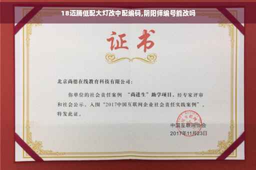 18迈腾低配大灯改中配编码,阴阳师编号能改吗