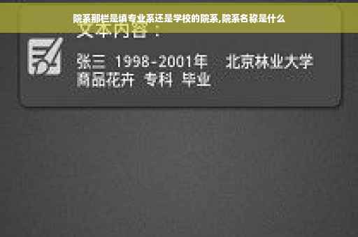 院系那栏是填专业系还是学校的院系,院系名称是什么
