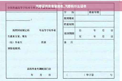 汽修证书含金量排名,汽修有什么证书