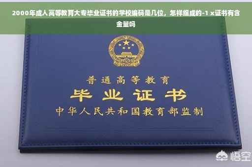 2000年成人高等教育大专毕业证书的学校编码是几位，怎样组成的-1 x证书有含金量吗
