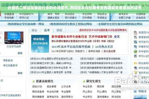 计算机二级证是哪些行业的必须条件,测控技术与仪器专业有哪些含金量高的证书