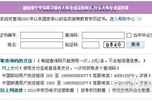 最快拿个学信网可查的大专毕业证得多久,什么大专毕业证好拿