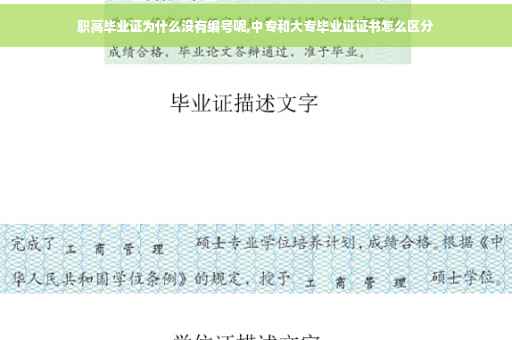 职高毕业证为什么没有编号呢,中专和大专毕业证证书怎么区分