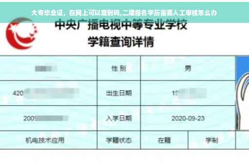 大专毕业证，在网上可以查到吗,二建报名学历需要人工审核怎么办